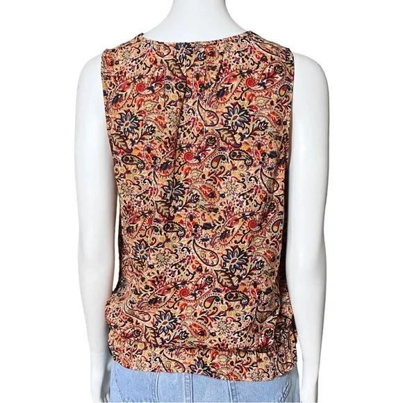 Evereve Multicolor Paisley Boho Sleeveless V Neck Top. Small. Floral Hippie EUC - Picture 4 of 8